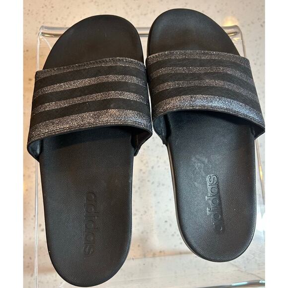 Adidas adilette NWT Sparkly Slides Women's Size 6 Sandals - Picture 1 of 6